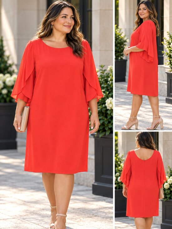 I.N. Studio Dresses & Skirts - I.N. Studio (AGB) Poppy Textured Pebble Crepe Cape Sleeve Dress - Size 16